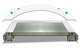 Zasklení ploché s ochranou proti odkapávání drátosklem, izolační bezpečnostní sklo